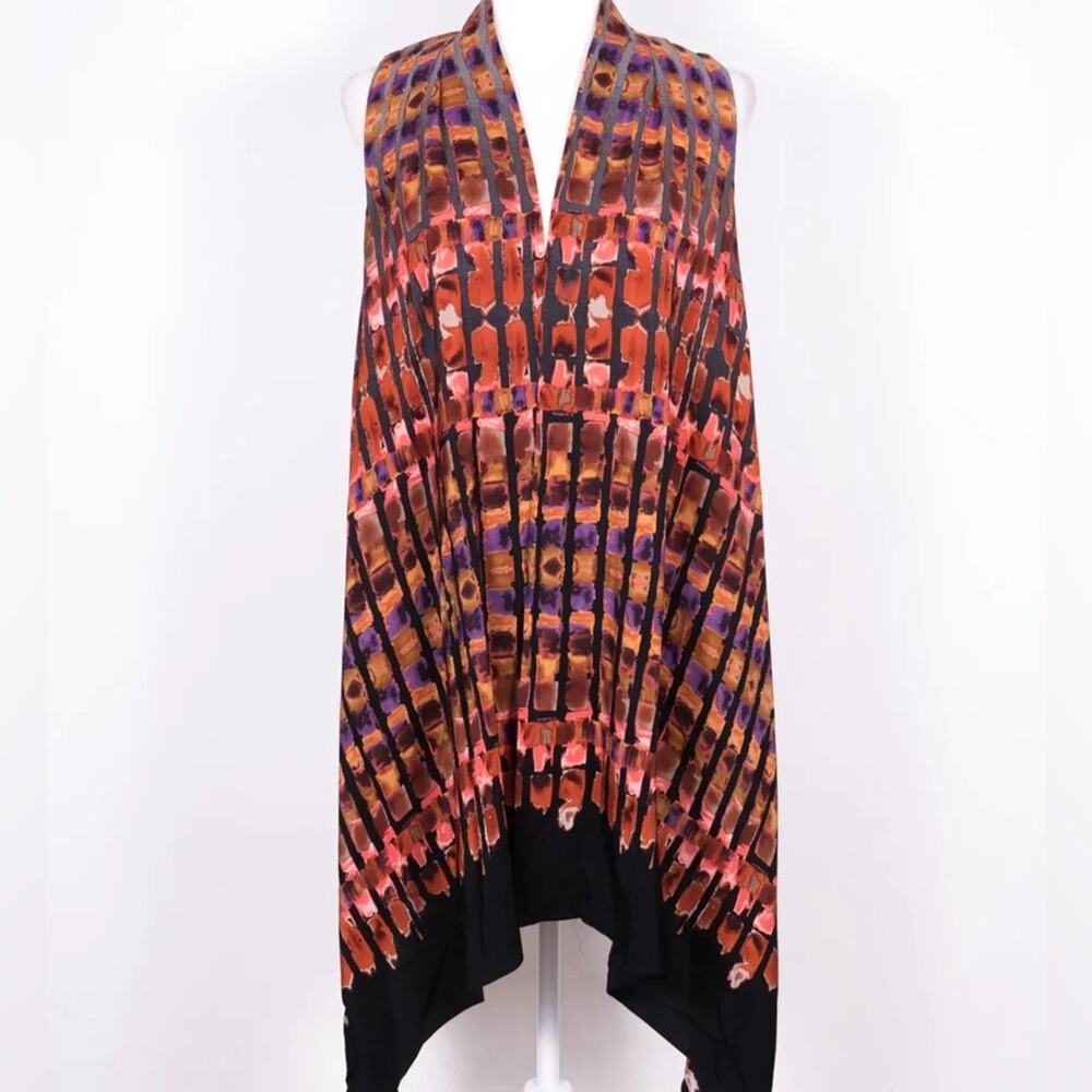 W by Worth Multicolor Patterned Vest‎ Kimono Oversized Small